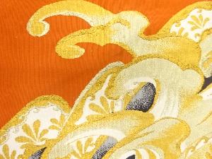 アンティーク　綴れ荒波に花模様織り出し名古屋帯（材料）